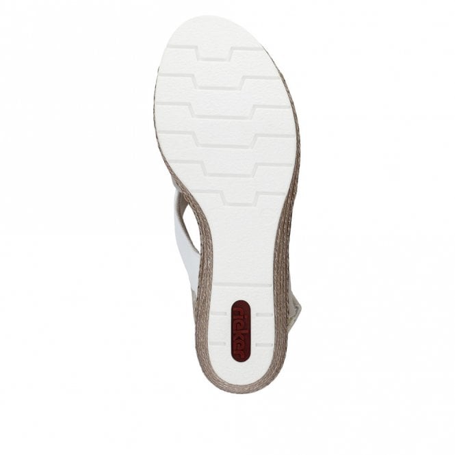 Rieker 61975-62 Ladies Wedge Sandals White/Taupe