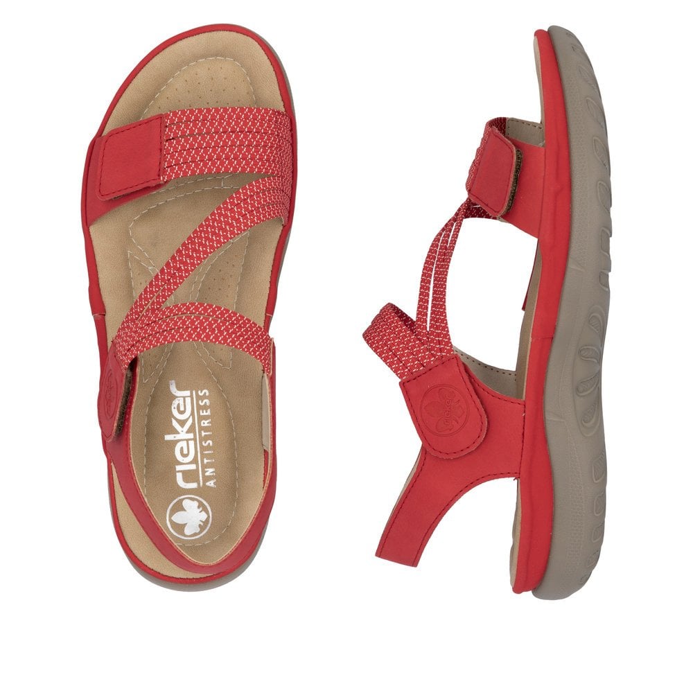 Rieker 64870-33 Ladies Duel Fasten Sandal Red