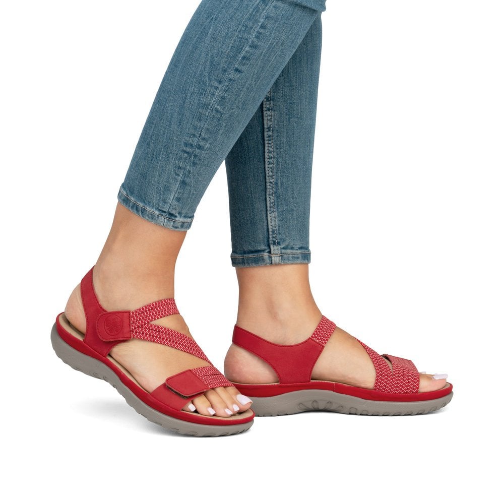 Rieker 64870-33 Ladies Duel Fasten Sandal Red