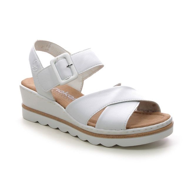 Rieker 67463-80 Ladies Touch Fasten Wedge Sandal White