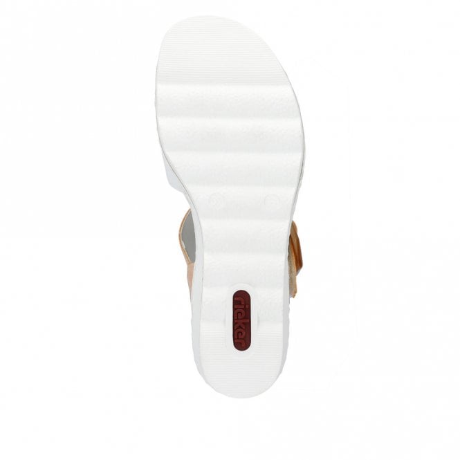 Rieker 67476-38 Ladies Duel Fasten Wedge Sandal White/Apricot