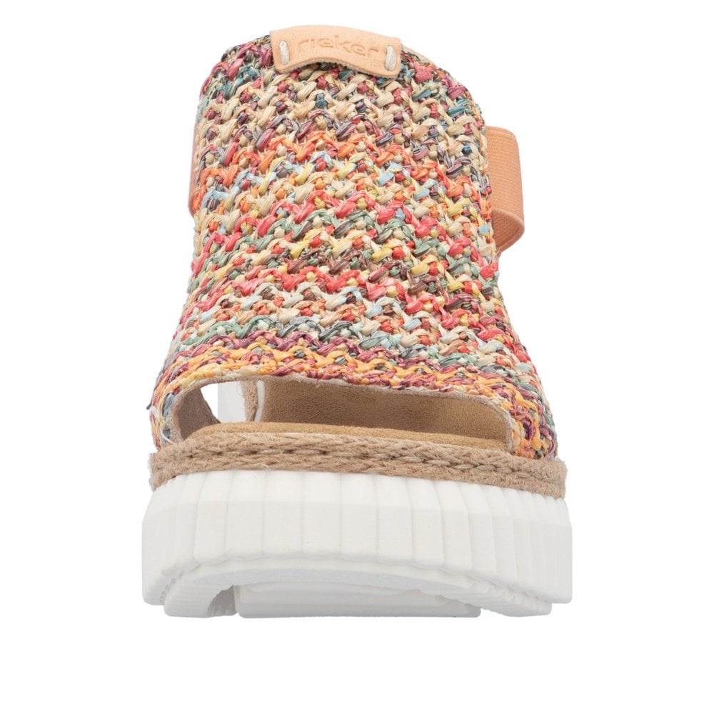 Rieker 69172-92 Elasticated Wedge Sandal Apricot Multi