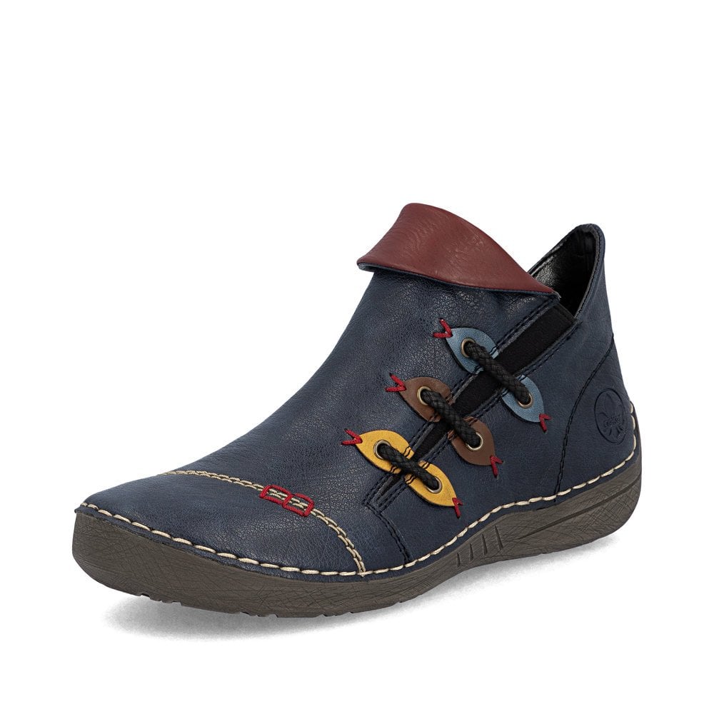 Rieker 72581-14 Ladies Zip Ankle Boot Ocean/Wine