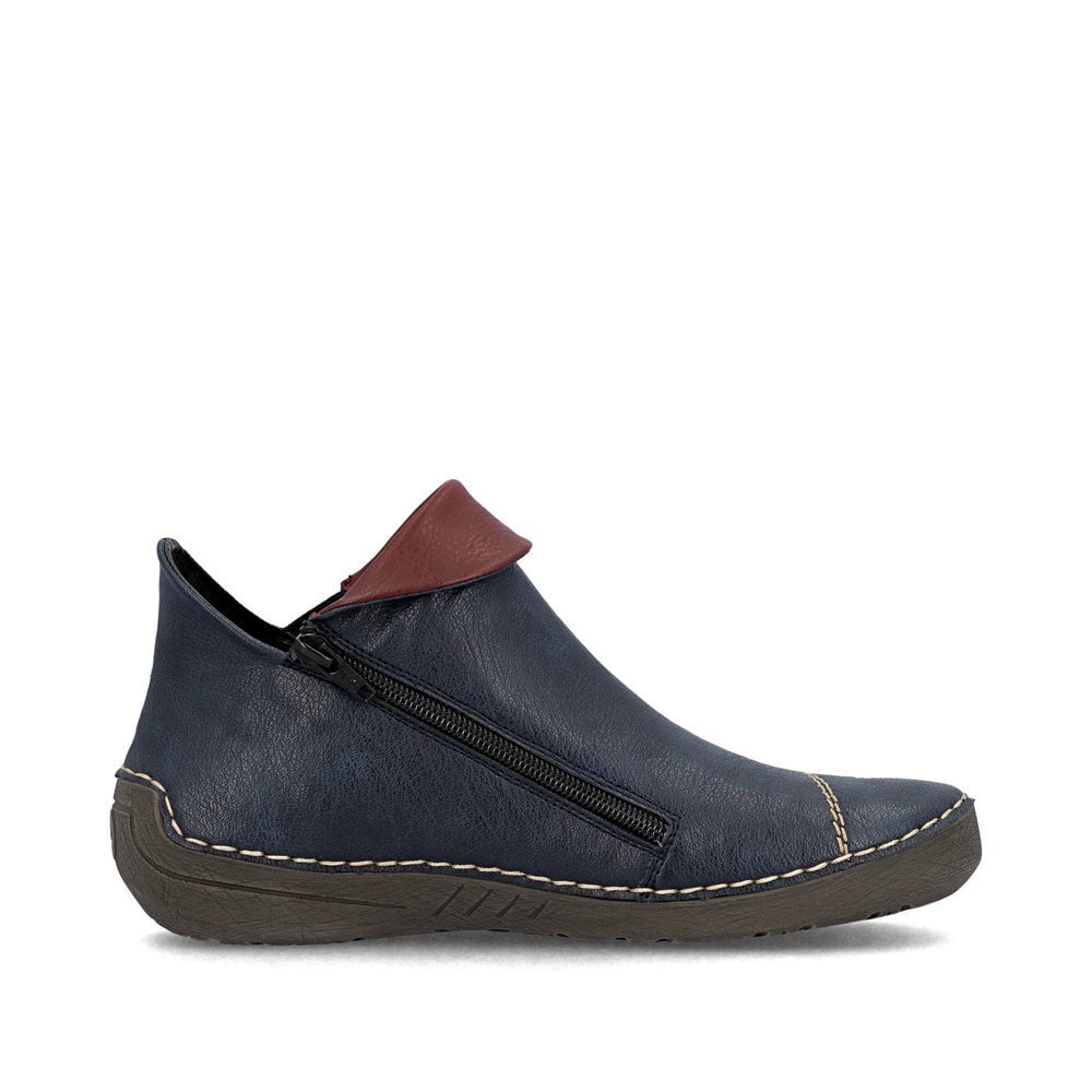 Rieker 72581-14 Ladies Zip Ankle Boot Ocean/Wine