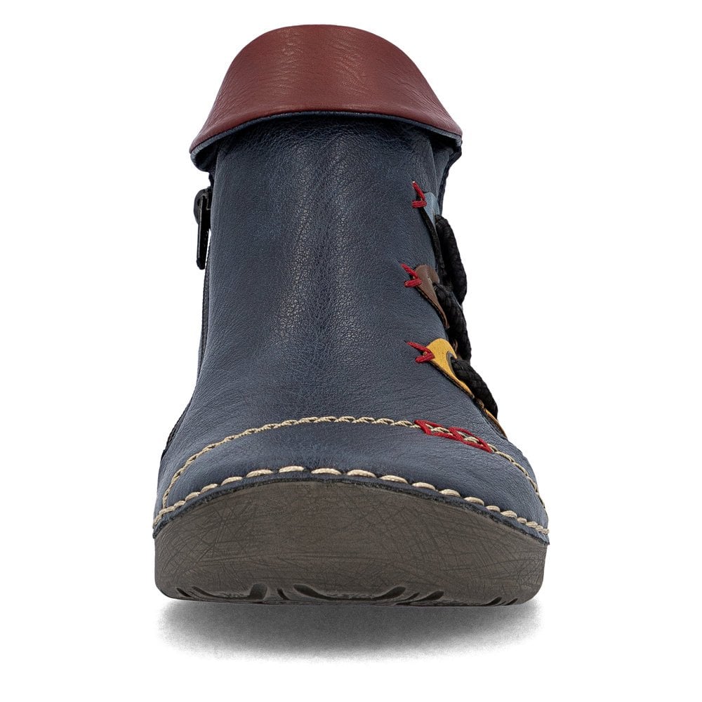 Rieker 72581-14 Ladies Zip Ankle Boot Ocean/Wine
