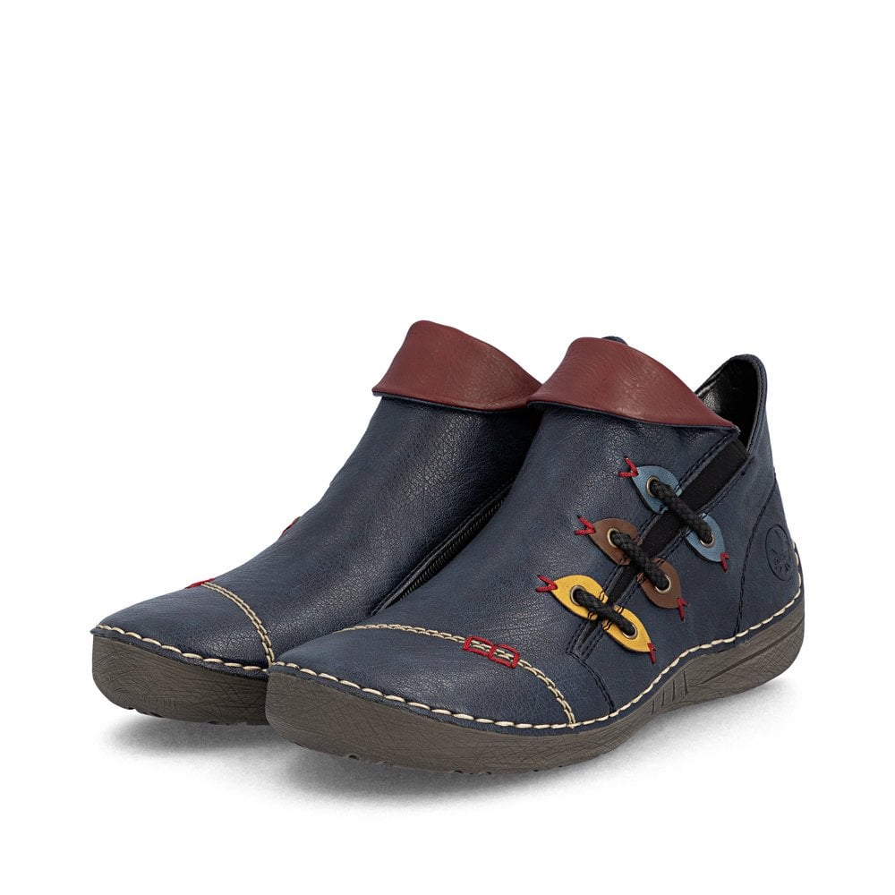 Rieker 72581-14 Ladies Zip Ankle Boot Ocean/Wine