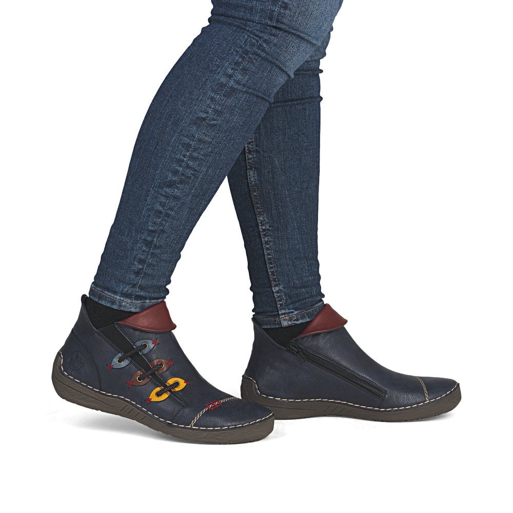 Rieker 72581-14 Ladies Zip Ankle Boot Ocean/Wine