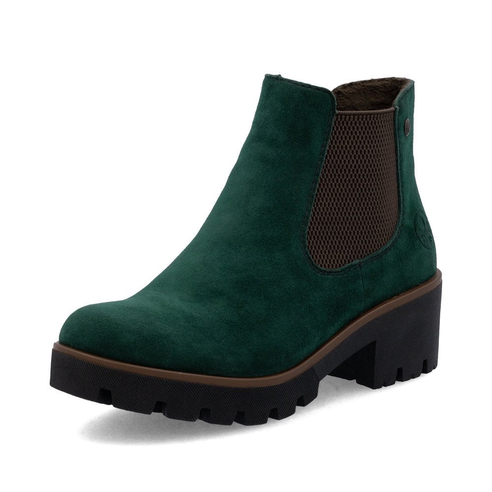 Rieker 79265-55 Ladies Suede Ankle Boot Bottlegreen