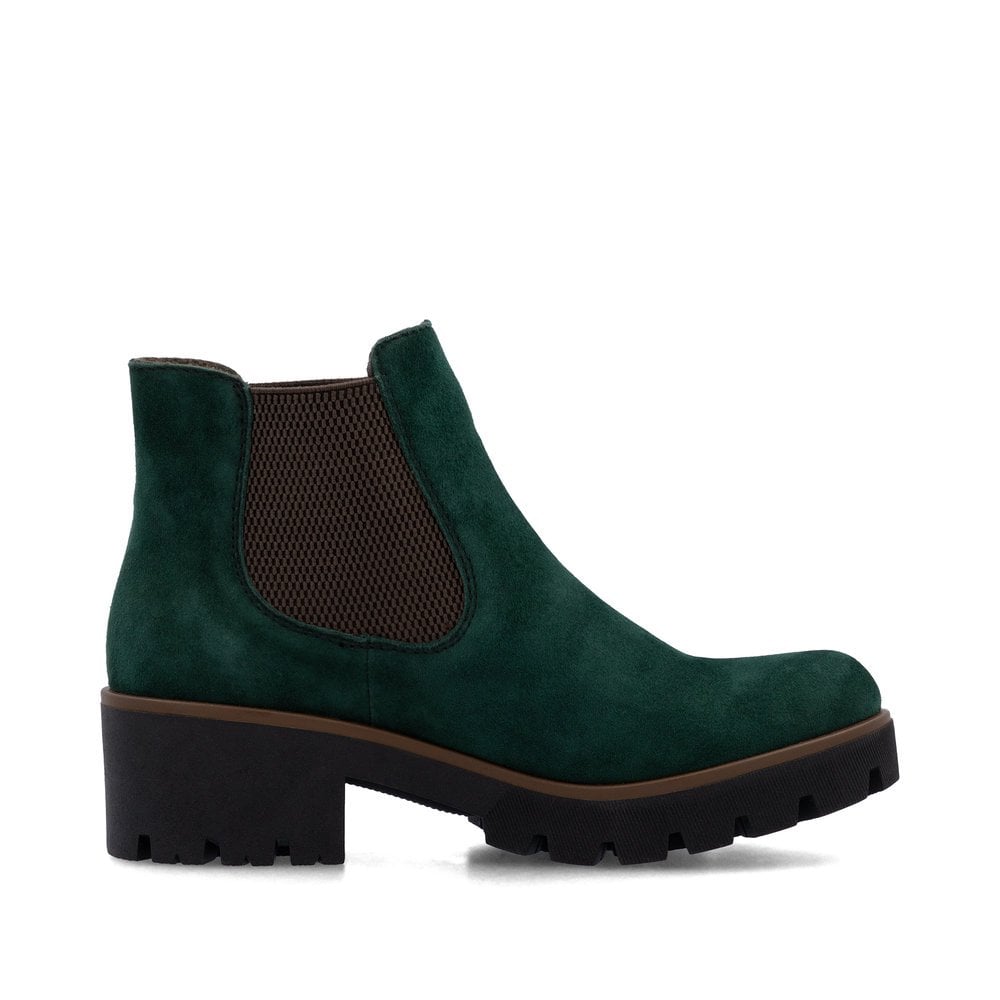 Rieker 79265-55 Ladies Suede Ankle Boot Bottlegreen
