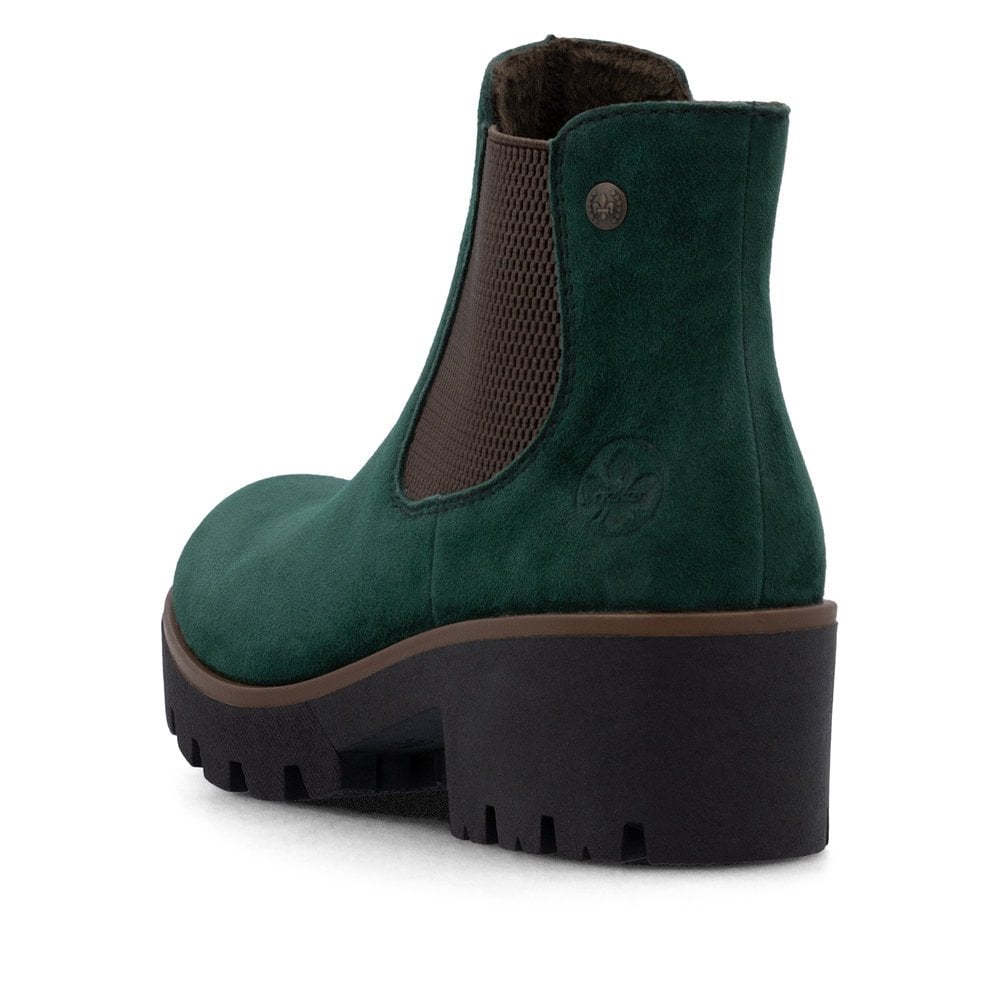 Rieker 79265-55 Ladies Suede Ankle Boot Bottlegreen