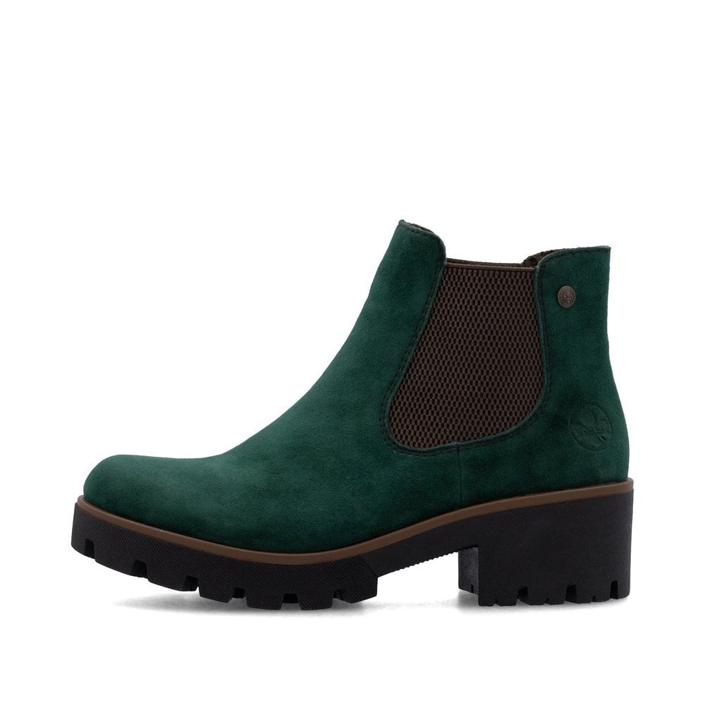 Rieker 79265-55 Ladies Suede Ankle Boot Bottlegreen