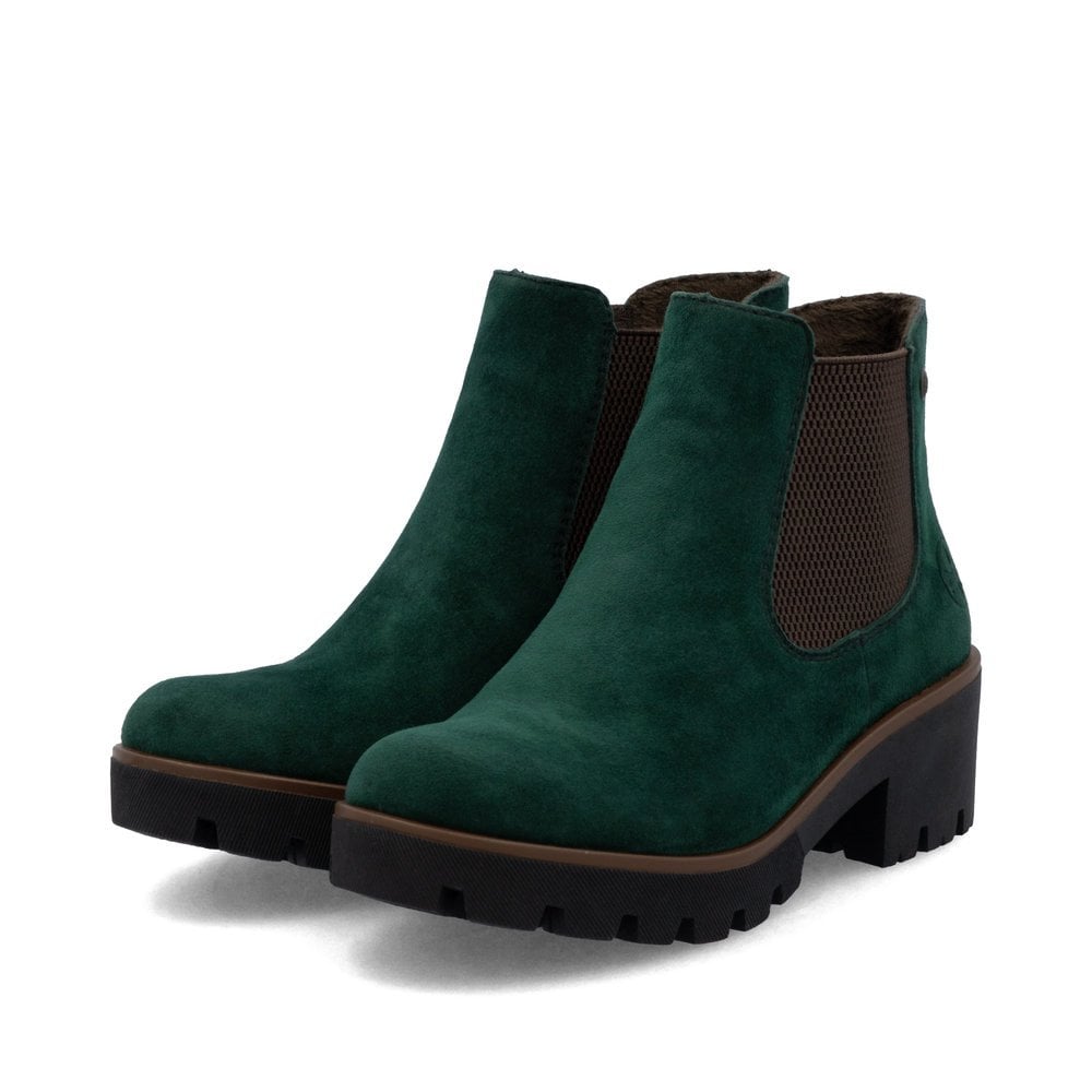 Rieker 79265-55 Ladies Suede Ankle Boot Bottlegreen