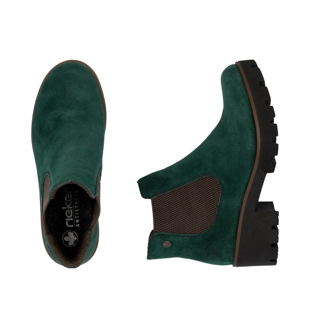 Rieker 79265-55 Ladies Suede Ankle Boot Bottlegreen