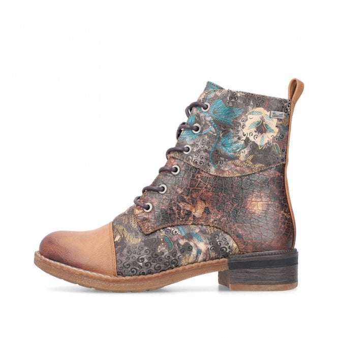 Rieker 94611-90 Ladies Lace Up Ankle Boot Brown Multi
