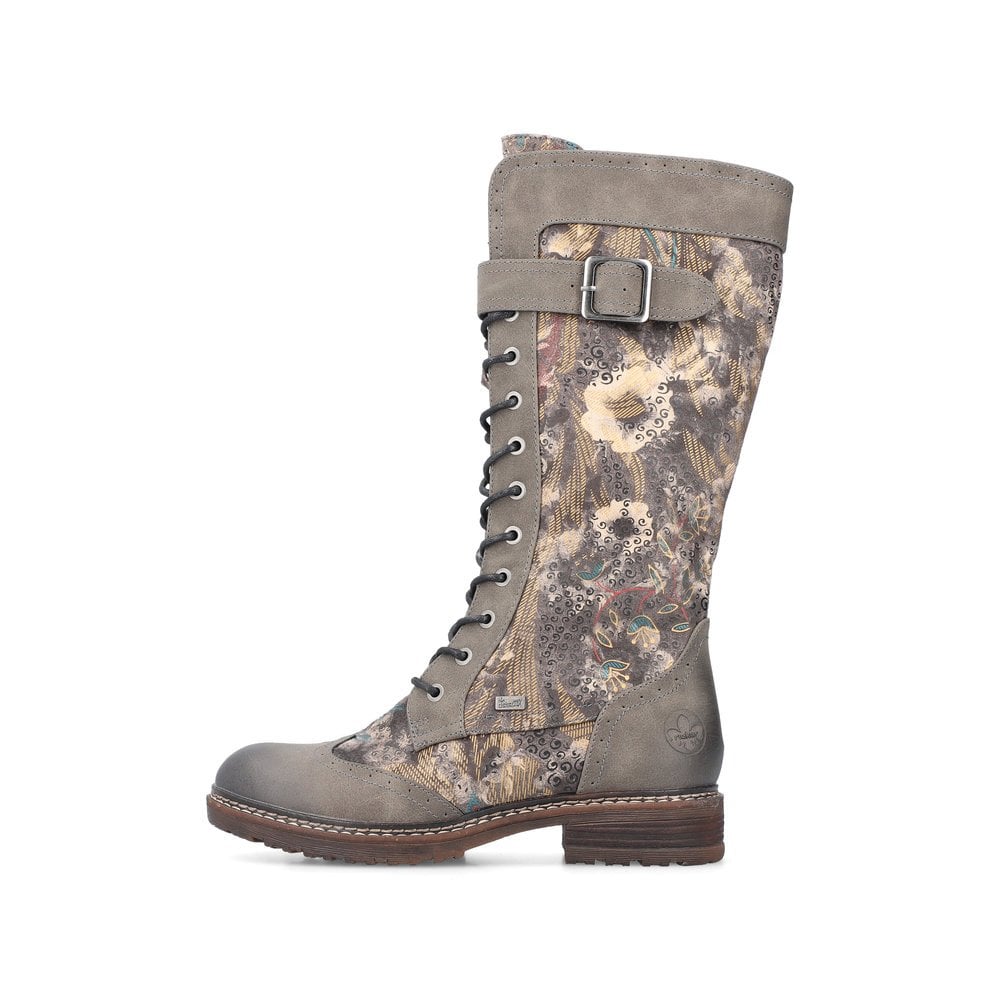 Rieker 94734-90 Tall Lace Up RiekerTex Boot Grey/Multi