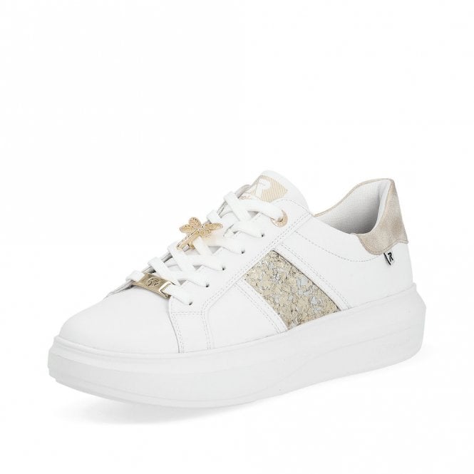 Rieker W1202-82 Evolution Sport Ladies Trainer White/Gold/Silver