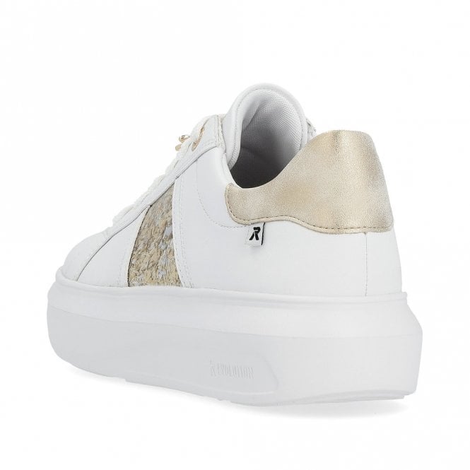 Rieker W1202-82 Evolution Sport Ladies Trainer White/Gold/Silver