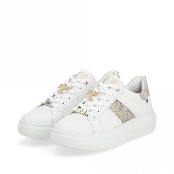 Rieker W1202-82 Evolution Sport Ladies Trainer White/Gold/Silver