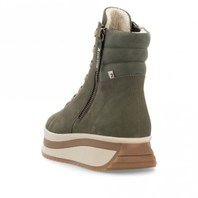 Rieker W0962-54 Ladies R-Evolution Lace Up Boots Green