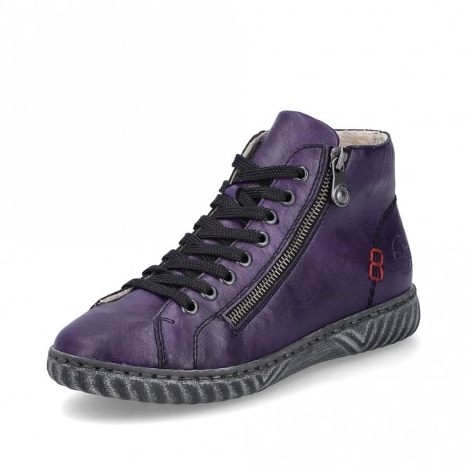 Rieker Zip & Lace Boot N0921-31 Ladies Boot Aubergine