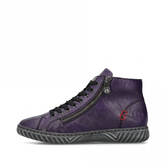 Rieker Zip & Lace Boot N0921-31 Ladies Boot Aubergine