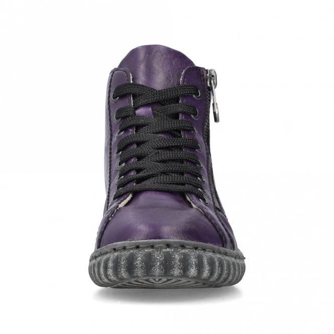 Rieker Zip & Lace Boot N0921-31 Ladies Boot Aubergine