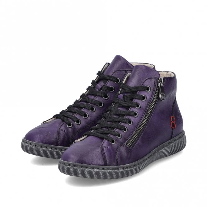 Rieker Zip & Lace Boot N0921-31 Ladies Boot Aubergine