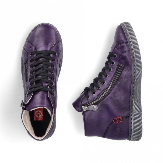 Rieker Zip & Lace Boot N0921-31 Ladies Boot Aubergine