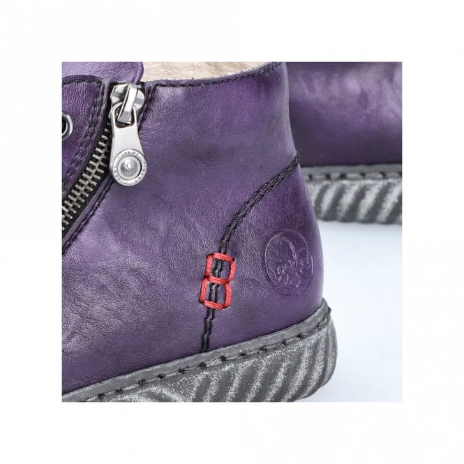 Rieker Zip & Lace Boot N0921-31 Ladies Boot Aubergine