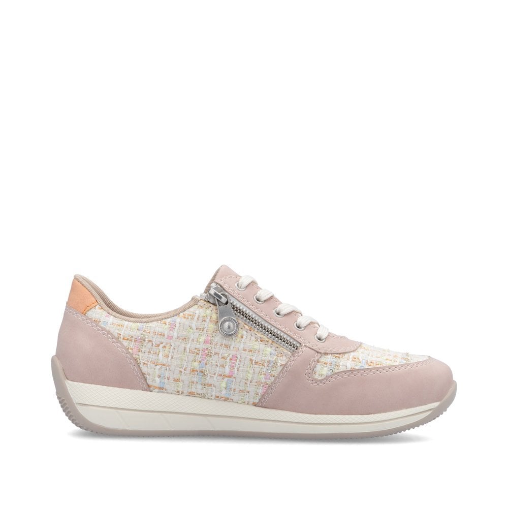 Rieker N1100-31 Ladies Lace Up Summer Shoe Off white/Apricot/Multi