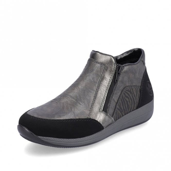 Rieker N1152-42 Ladies Zip Ankle Boot Grey