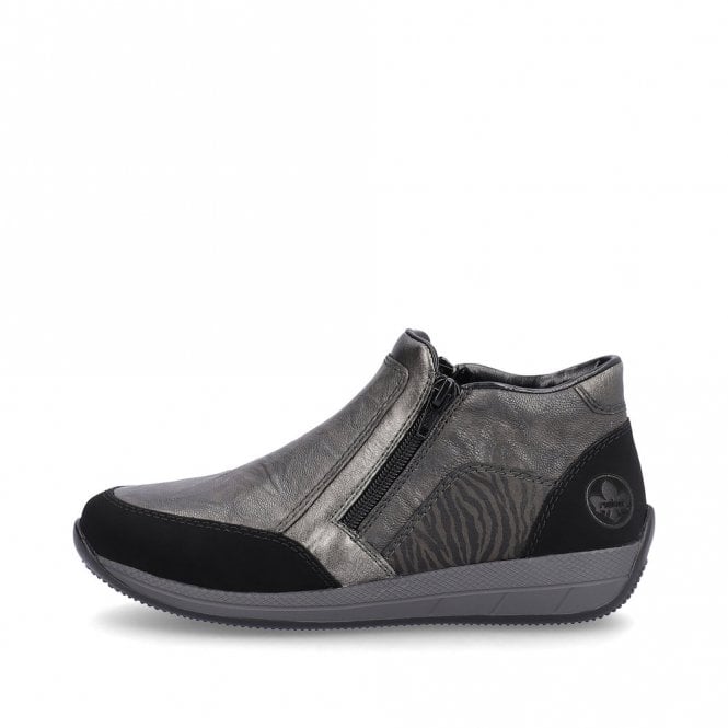 Rieker N1152-42 Ladies Zip Ankle Boot Grey