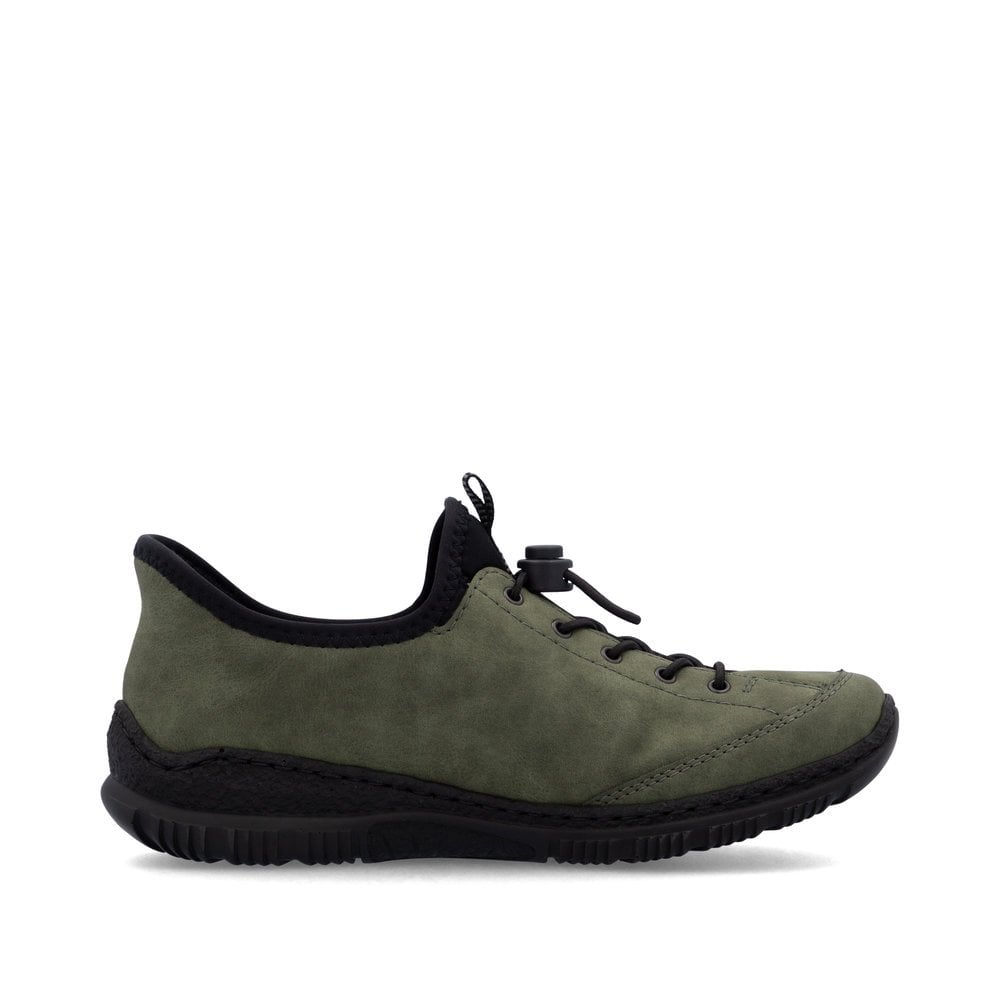 Rieker N3267-54 Ladies Slip In Easy Toggle Shoes Khaki/Black