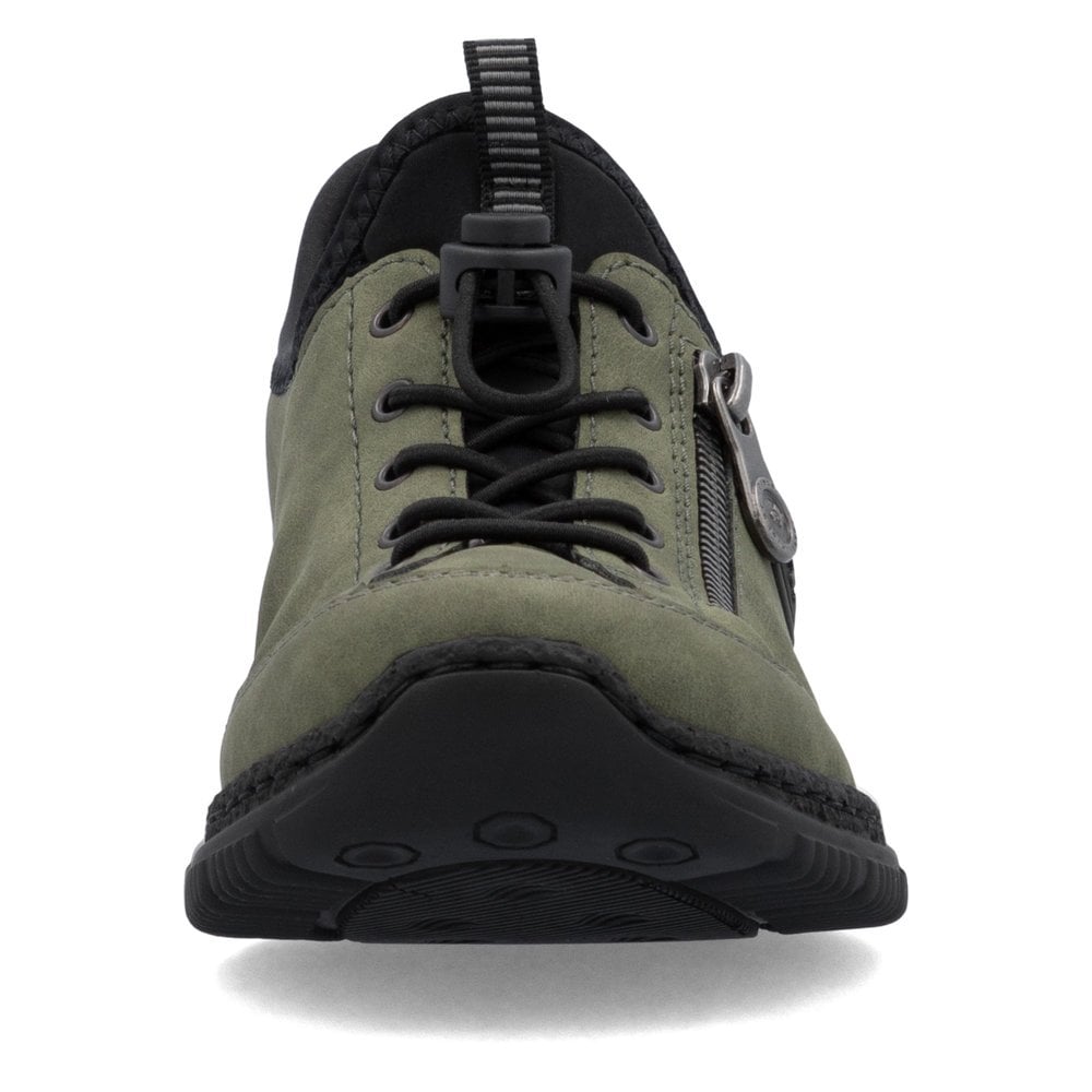 Rieker N3267-54 Ladies Slip In Easy Toggle Shoes Khaki/Black