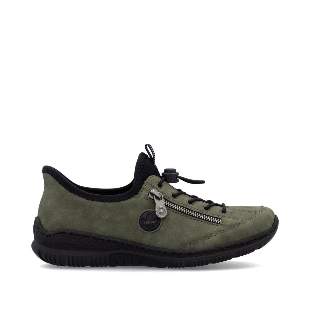 Rieker N3267-54 Ladies Slip In Easy Toggle Shoes Khaki/Black