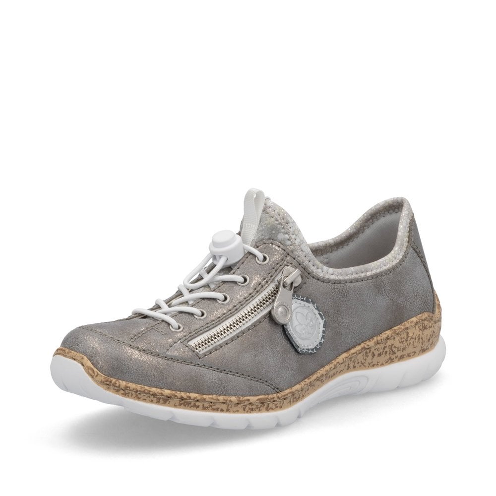 Rieker N4263-40 Ladies Toggle Pull On Summer Shoe Grey