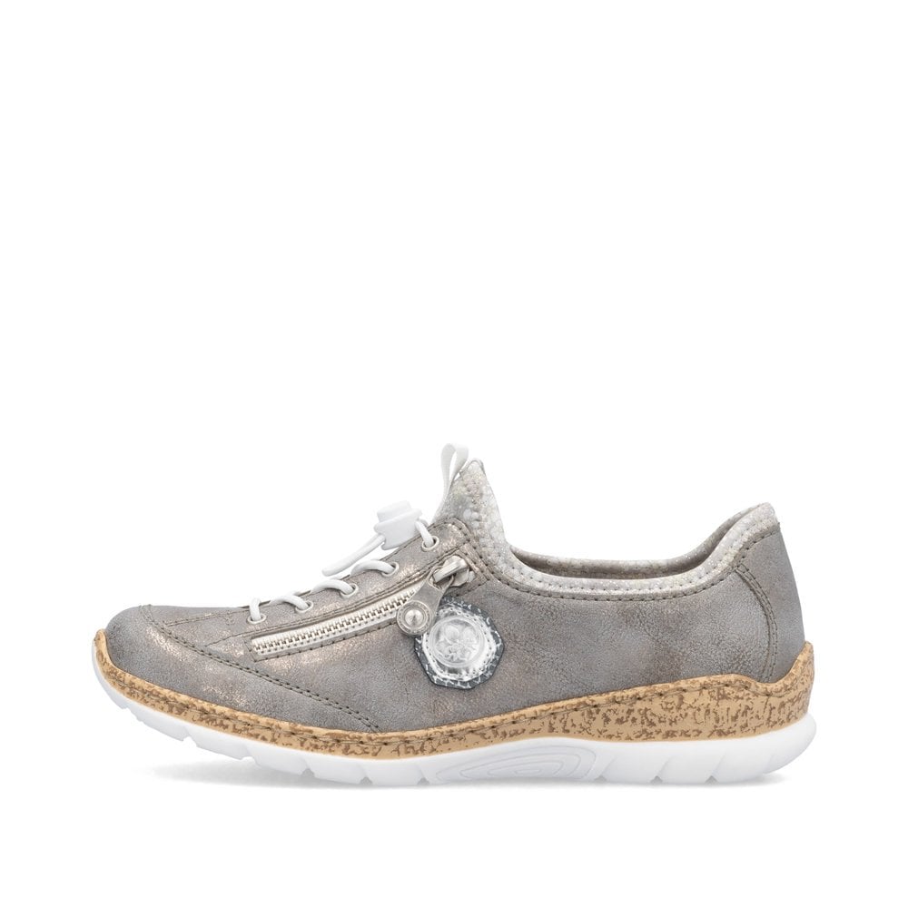 Rieker N4263-40 Ladies Toggle Pull On Summer Shoe Grey