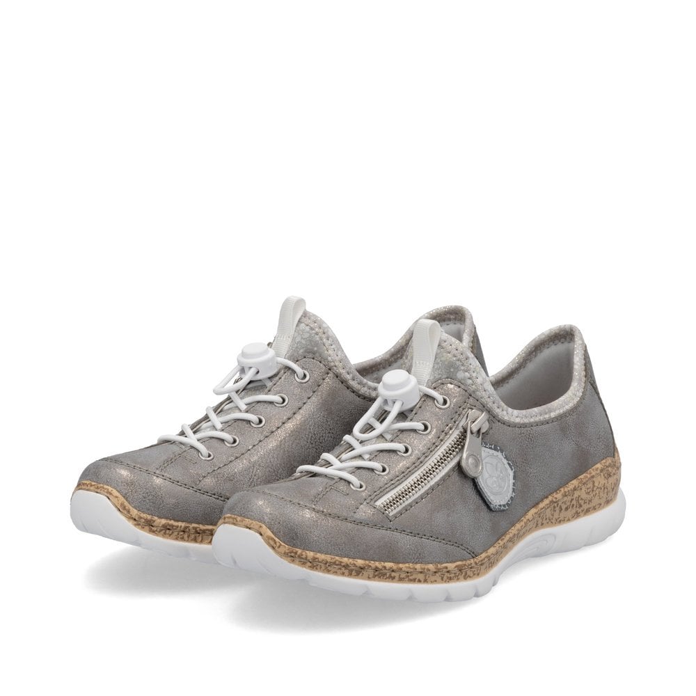 Rieker N4263-40 Ladies Toggle Pull On Summer Shoe Grey