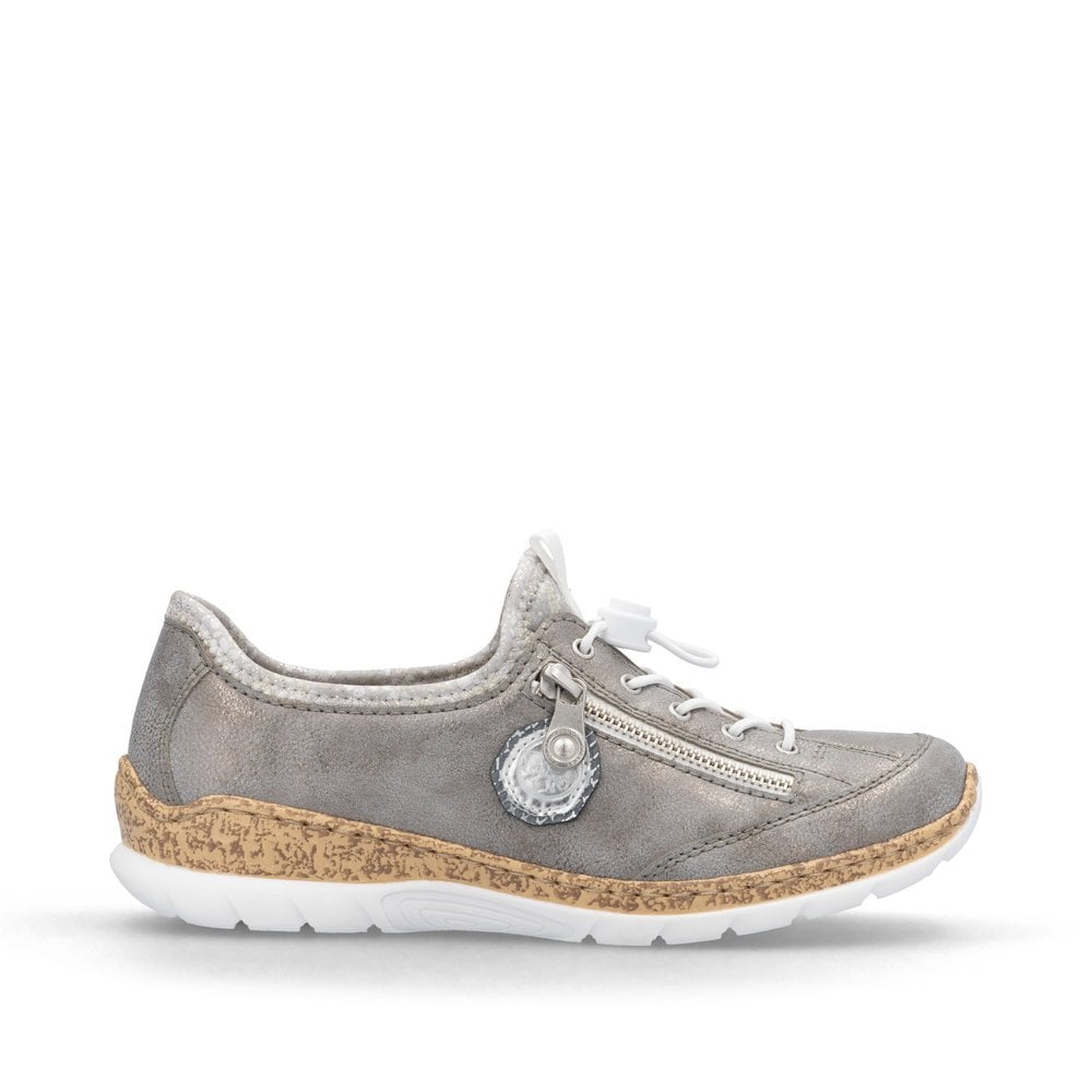 Rieker N4263-40 Ladies Toggle Pull On Summer Shoe Grey