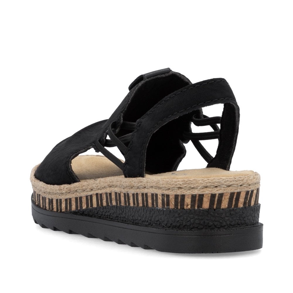 Rieker V7972-00 Slip On Chunky Flatform Sandal Black