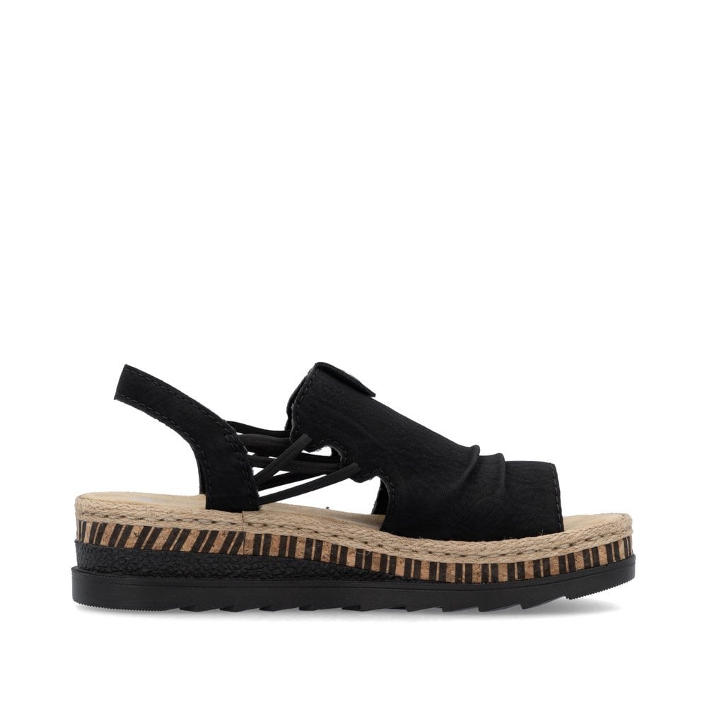 Rieker V7972-00 Slip On Chunky Flatform Sandal Black