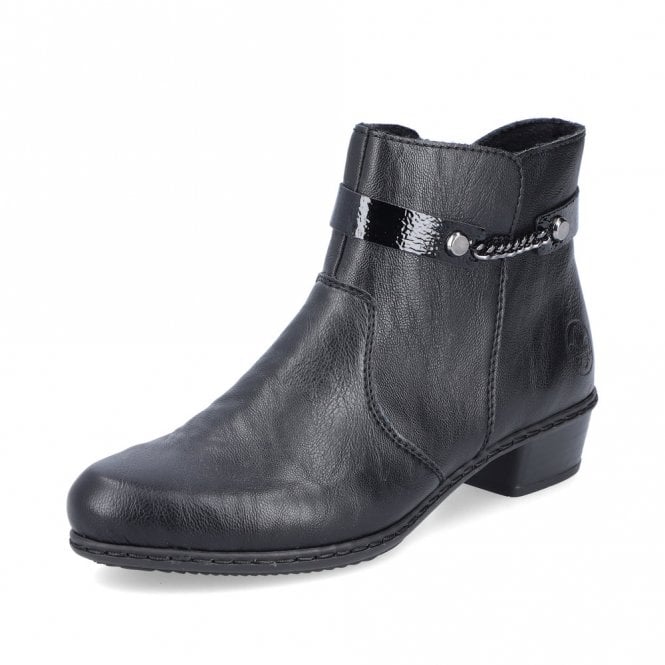 Rieker Y0783-00 Ladies Low Heel Ankle Boot Black