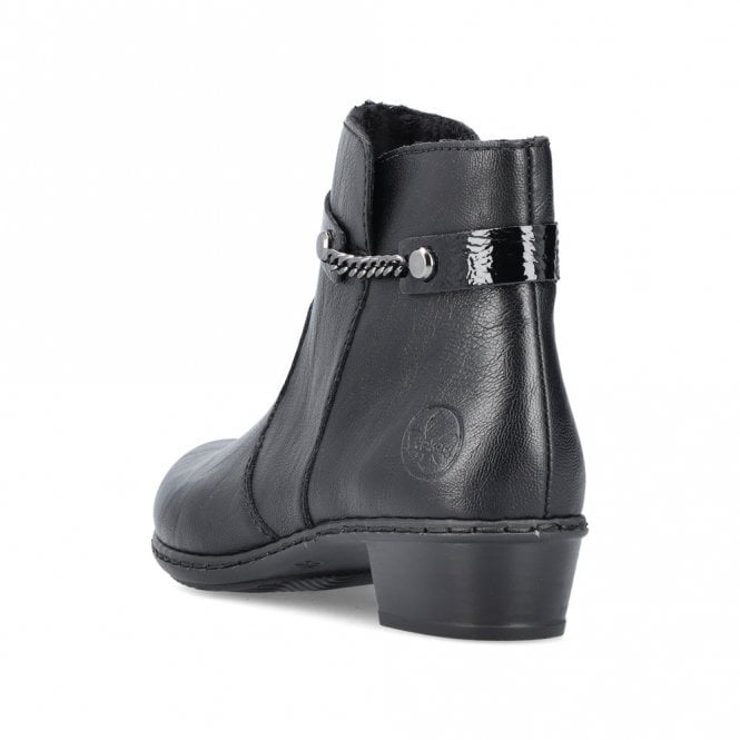 Rieker Y0783-00 Ladies Low Heel Ankle Boot Black