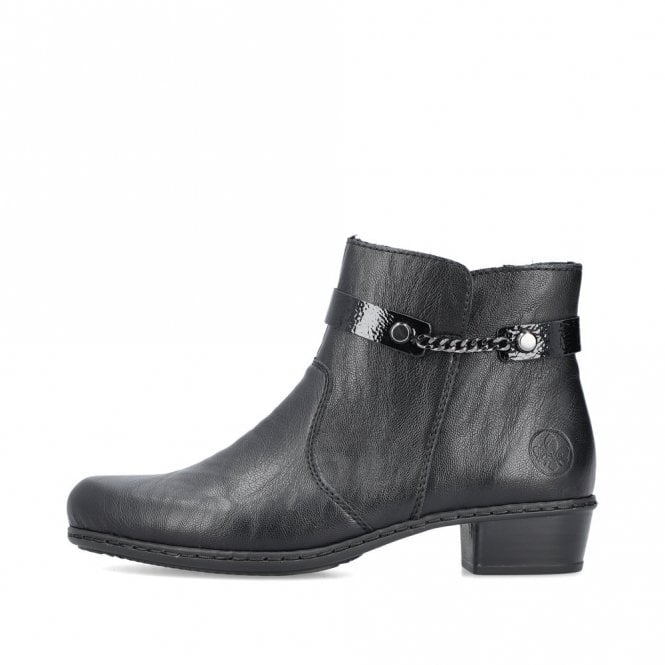 Rieker Y0783-00 Ladies Low Heel Ankle Boot Black