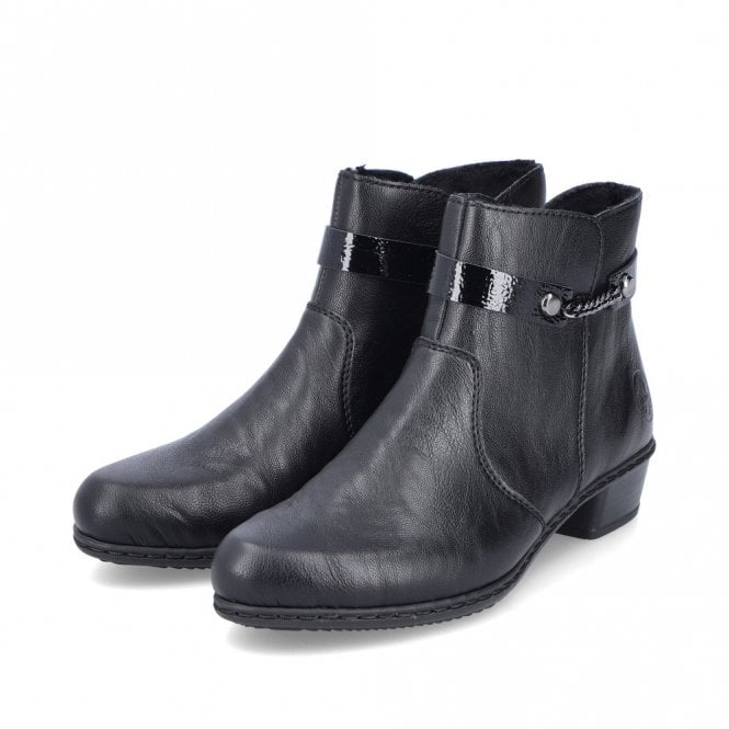 Rieker Y0783-00 Ladies Low Heel Ankle Boot Black