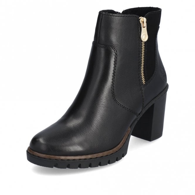 Rieker Y2557-00 Ladies Heeled Ankle Boot Black