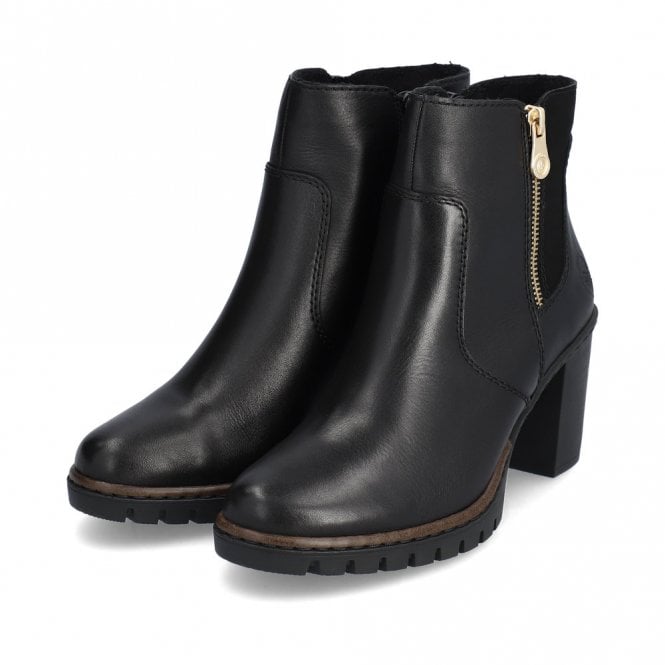 Rieker Y2557-00 Ladies Heeled Ankle Boot Black