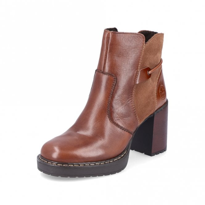 Rieker Y4157-24 Ladies Heeled Ankle Boot Tan/Muscat