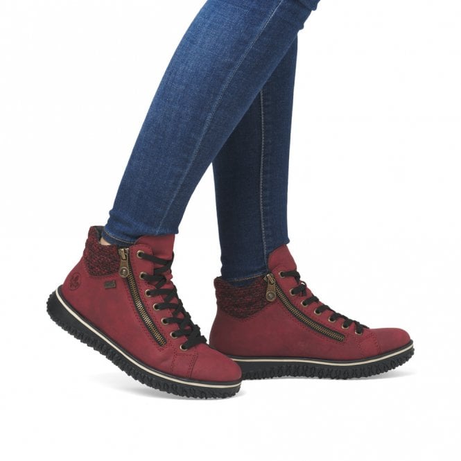 Rieker Tex Ladies Z4263-35 Zip Boot Red