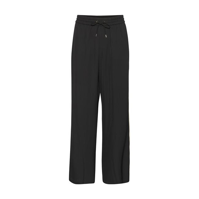 643T Pinns Black/Taupe Wide Leg Trouser Side Tape Detail